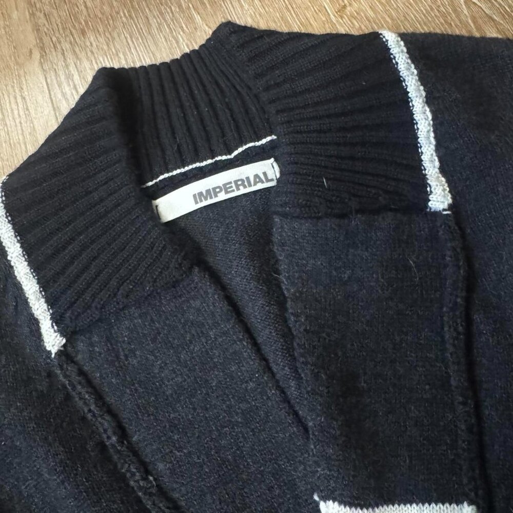 Imperial Made in Italy Wool‎ Blend V-Neck Charcoal Gray and white - Picture 3 of 5